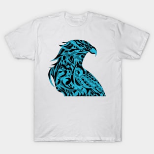 blue mecha peregrine falcon halcon ecopop in mexican techno organic tribal totonac patterns T-Shirt